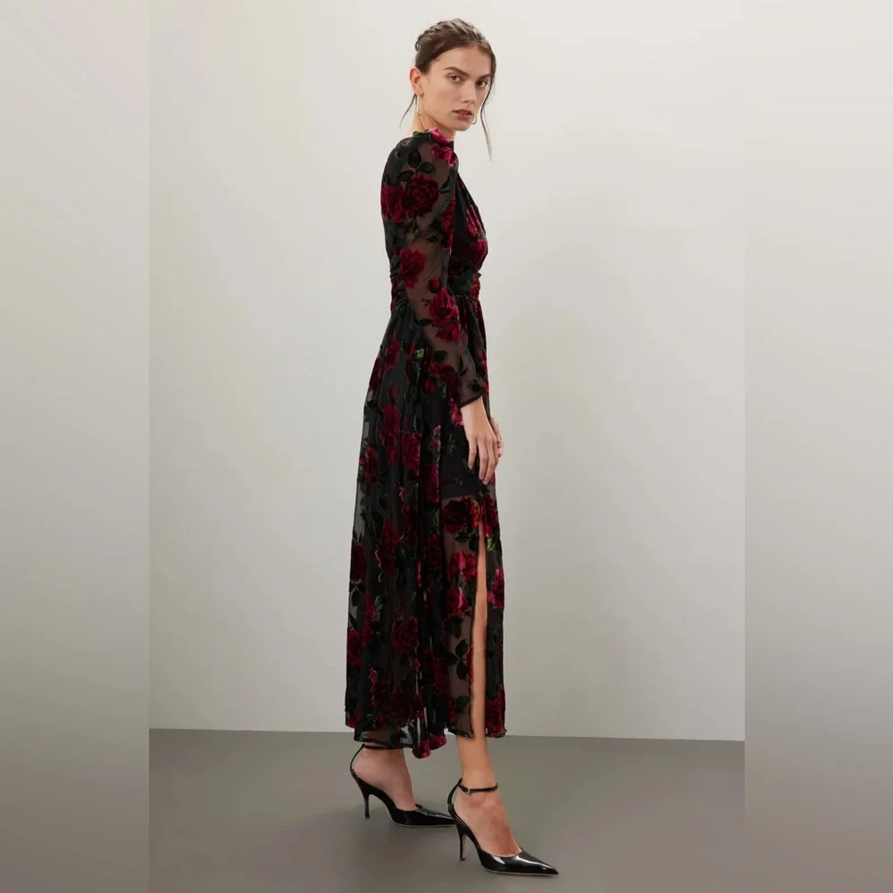 Rachel Parcell Black and Red Floral Midi Dress - Picture 3 of 6